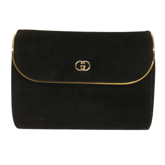 GUCCI Interlocking Chain Shoulder Bag Suede Black  10611