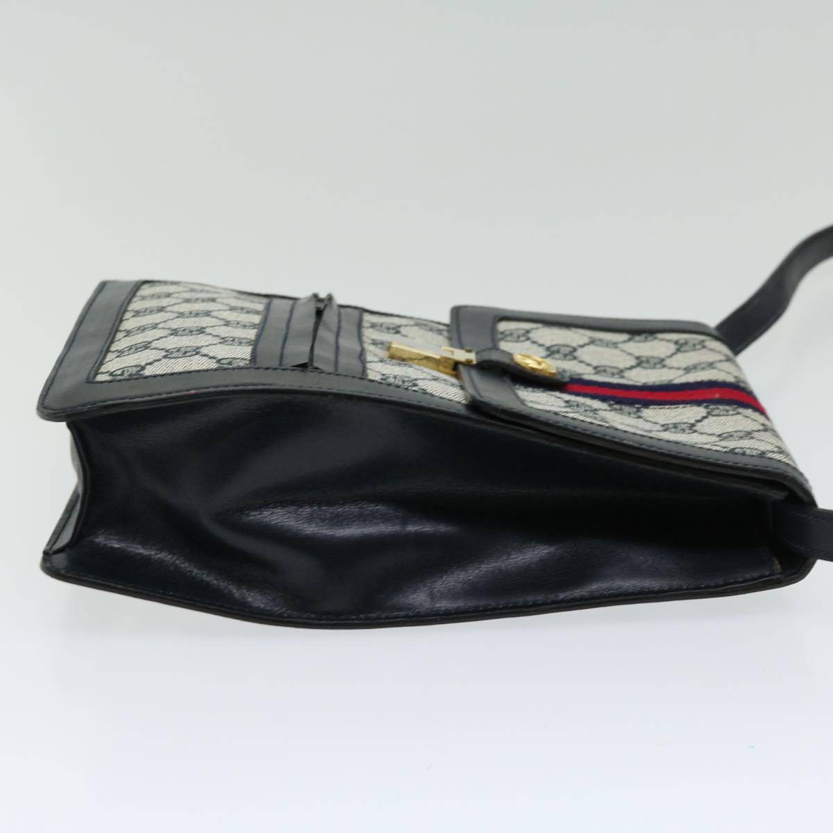 GUCCI GG Supreme Sherry Line Shoulder Bag PVC Red Navy  10640