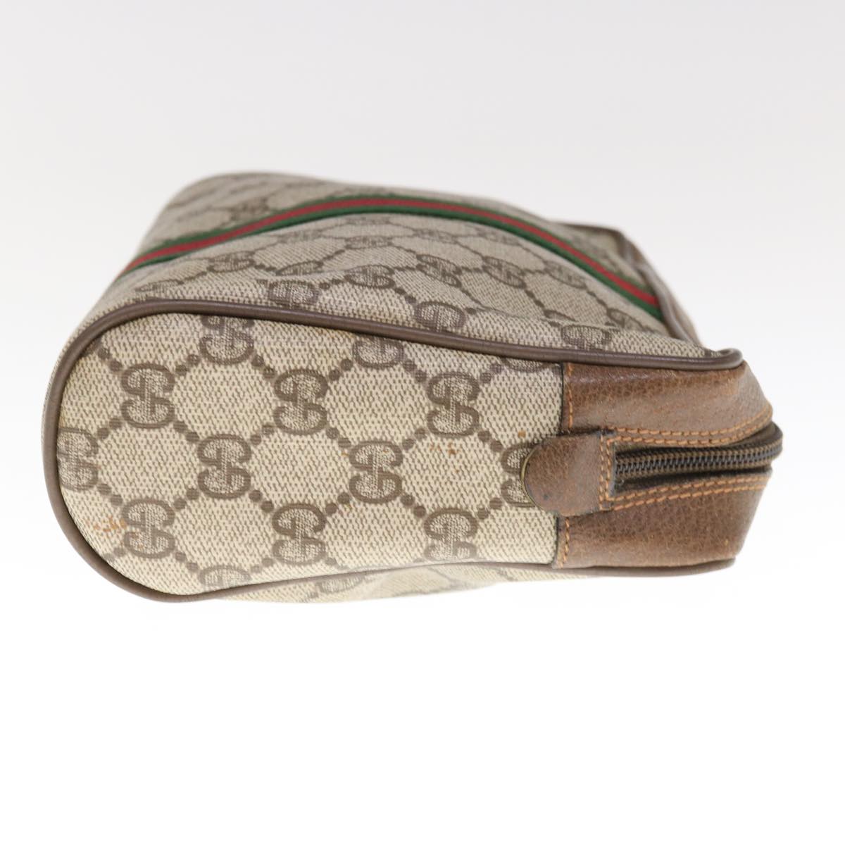 GUCCI GG Canvas Web Sherry Line Clutch Bag PVC Beige Red 89 01 012  10675