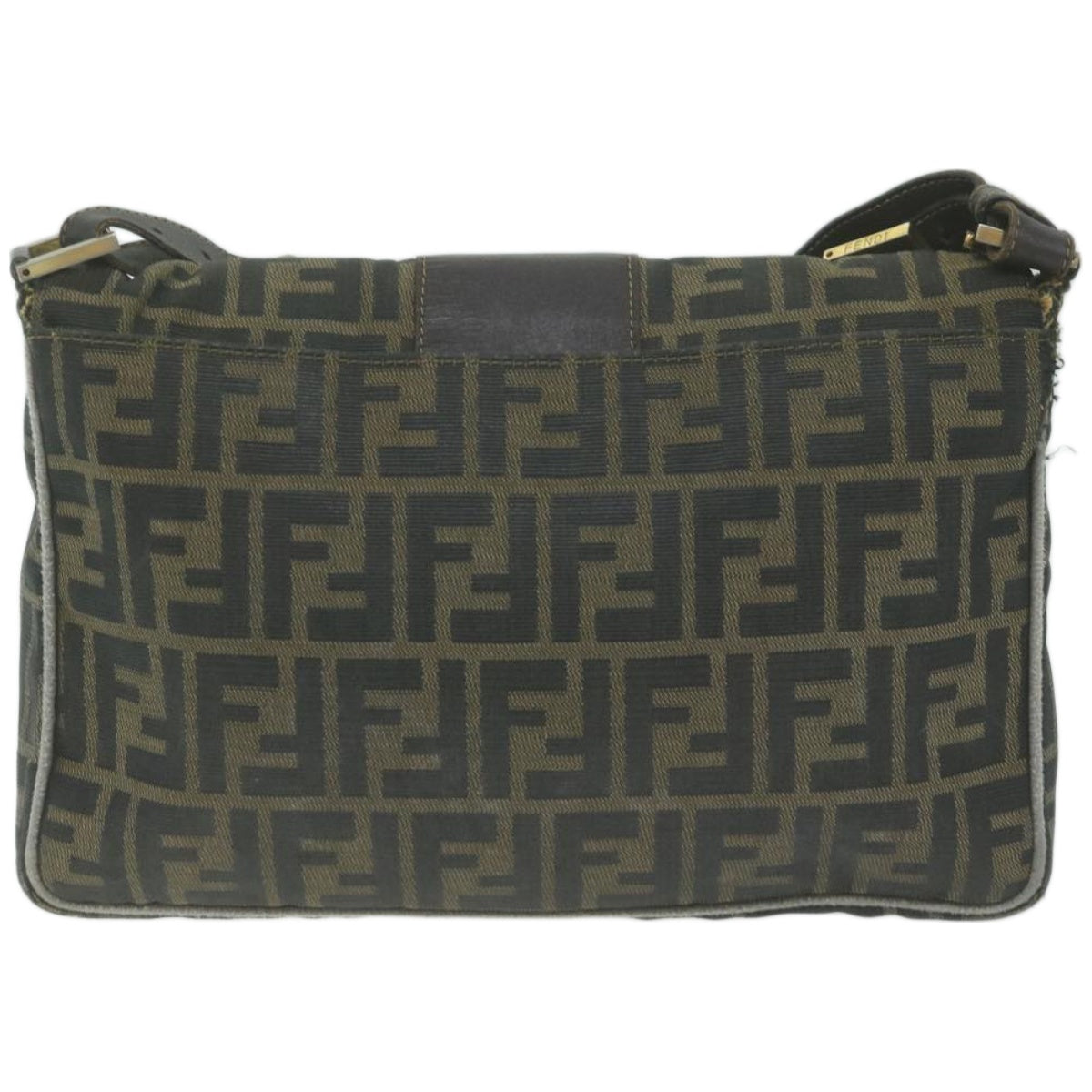 Luxury FendiZucca Canvas Shoulder Bag Black Brownyk10698