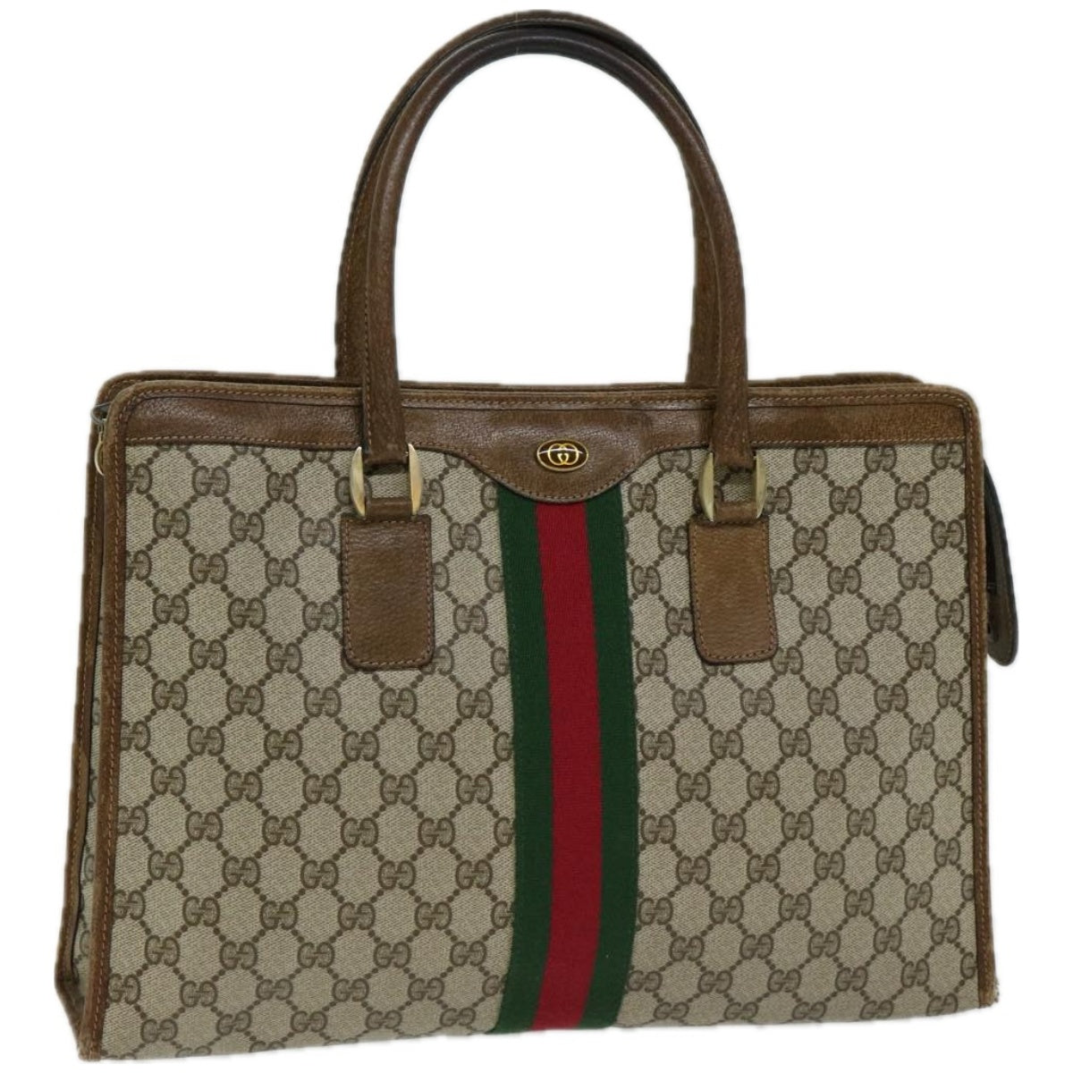 GUCCI GG Supreme Web Sherry Line Hand Bag Beige Red 002 4083 39  10706
