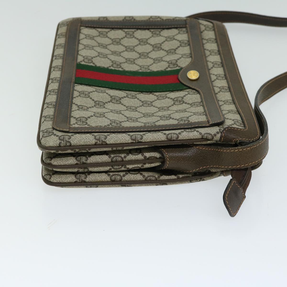 GUCCI GG Supreme Web Sherry Line Shoulder Bag PVC Beige 378 001  10712