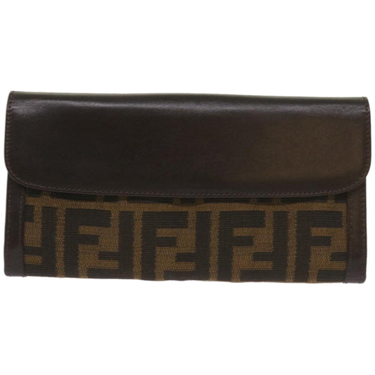 Luxury FendiZucca Canvas Long Wallet Black Brownyk10736