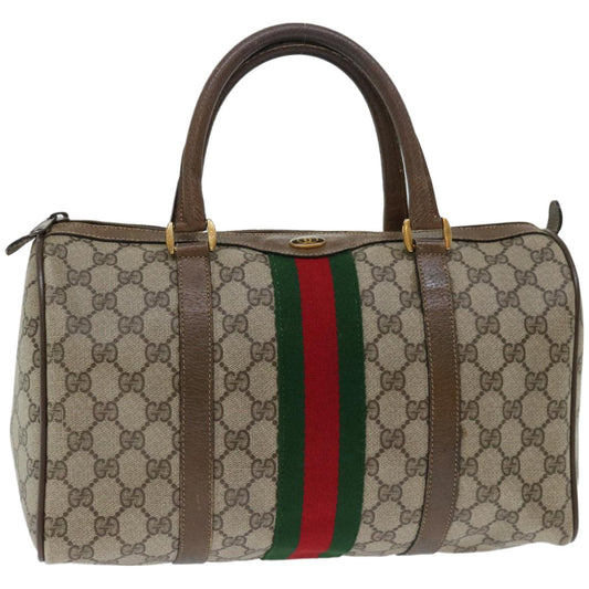 GUCCI GG Supreme Web Sherry Line Boston Bag Beige Red 39 02 007  10775