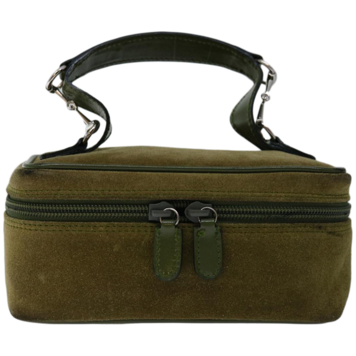 GUCCI Horsebit Vanity Cosmetic Pouch Suede Green 032 1705  10797