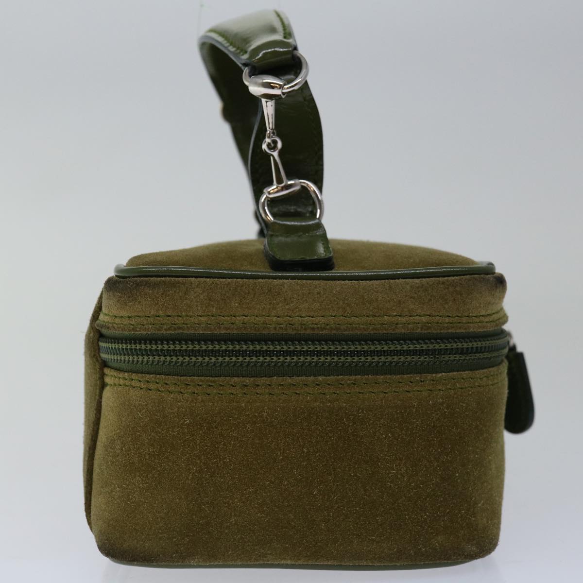 GUCCI Horsebit Vanity Cosmetic Pouch Suede Green 032 1705  10797
