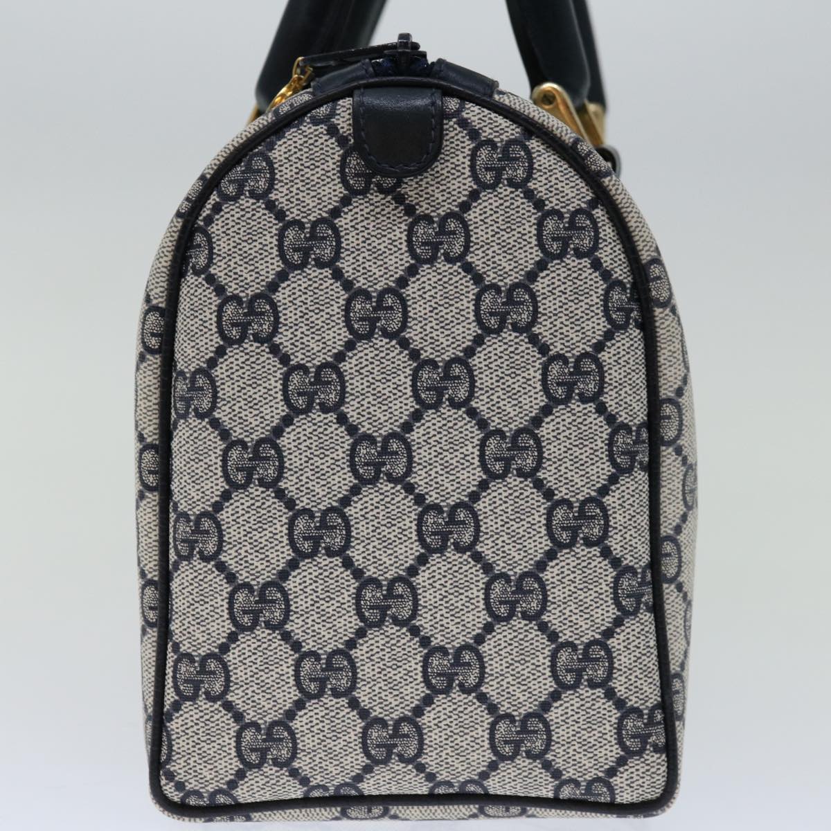 GUCCI GG Supreme Sherry Line Boston Bag PVC Navy Red 010 378  10830