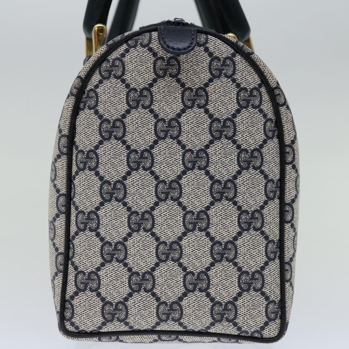 GUCCI GG Supreme Sherry Line Boston Bag PVC Navy Red 010 378  10830