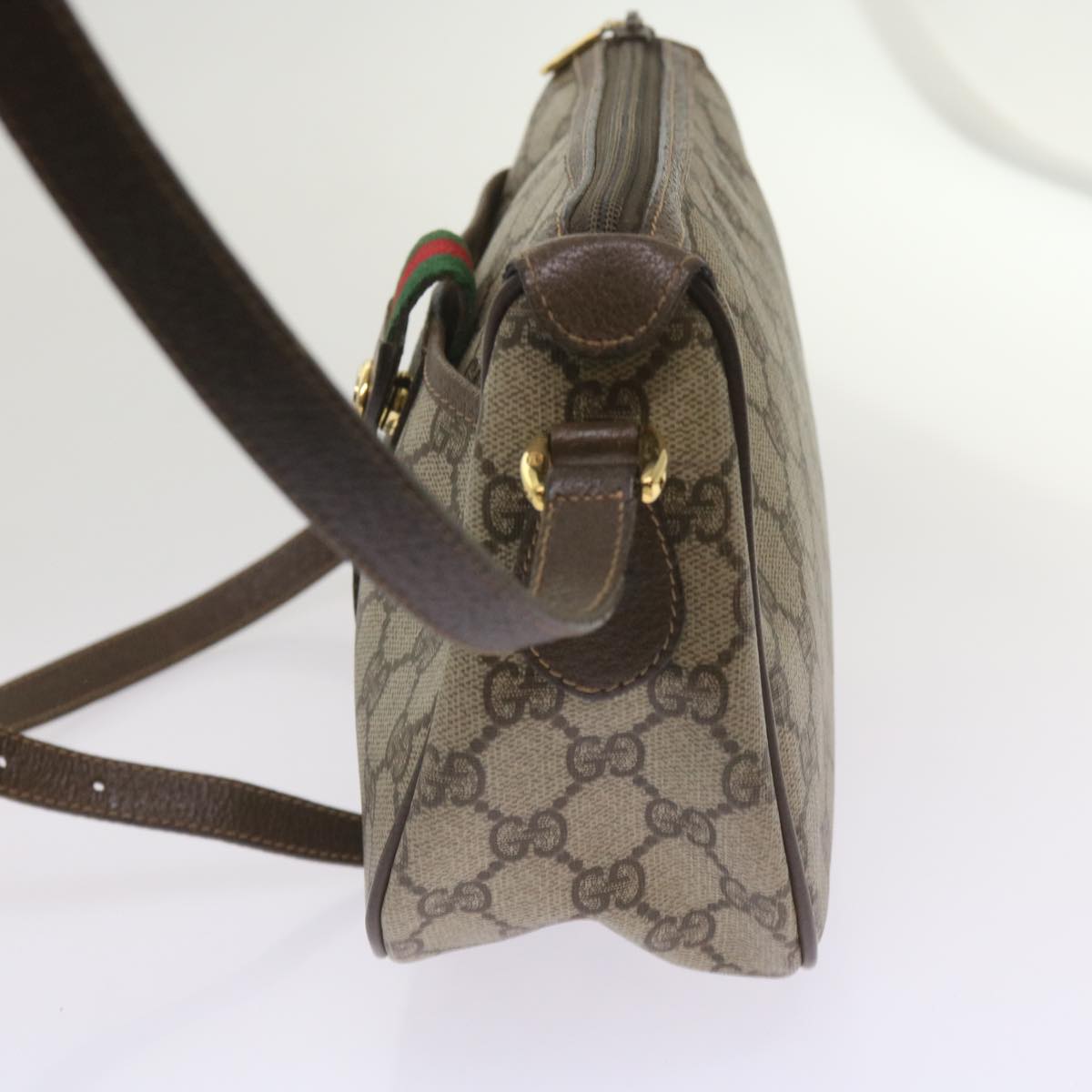 GUCCI GG Canvas Web Sherry Line Shoulder Bag Red Beige 89 02 032  10871