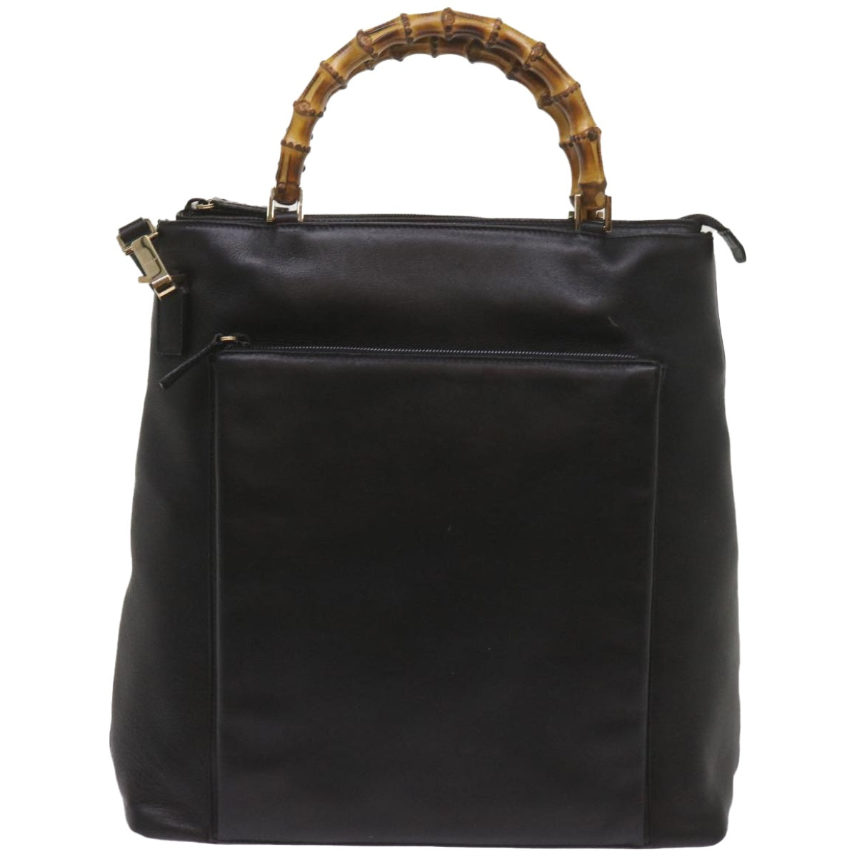 GUCCI Bamboo Hand Bag Leather 2way Black 002 1956 0506  10898