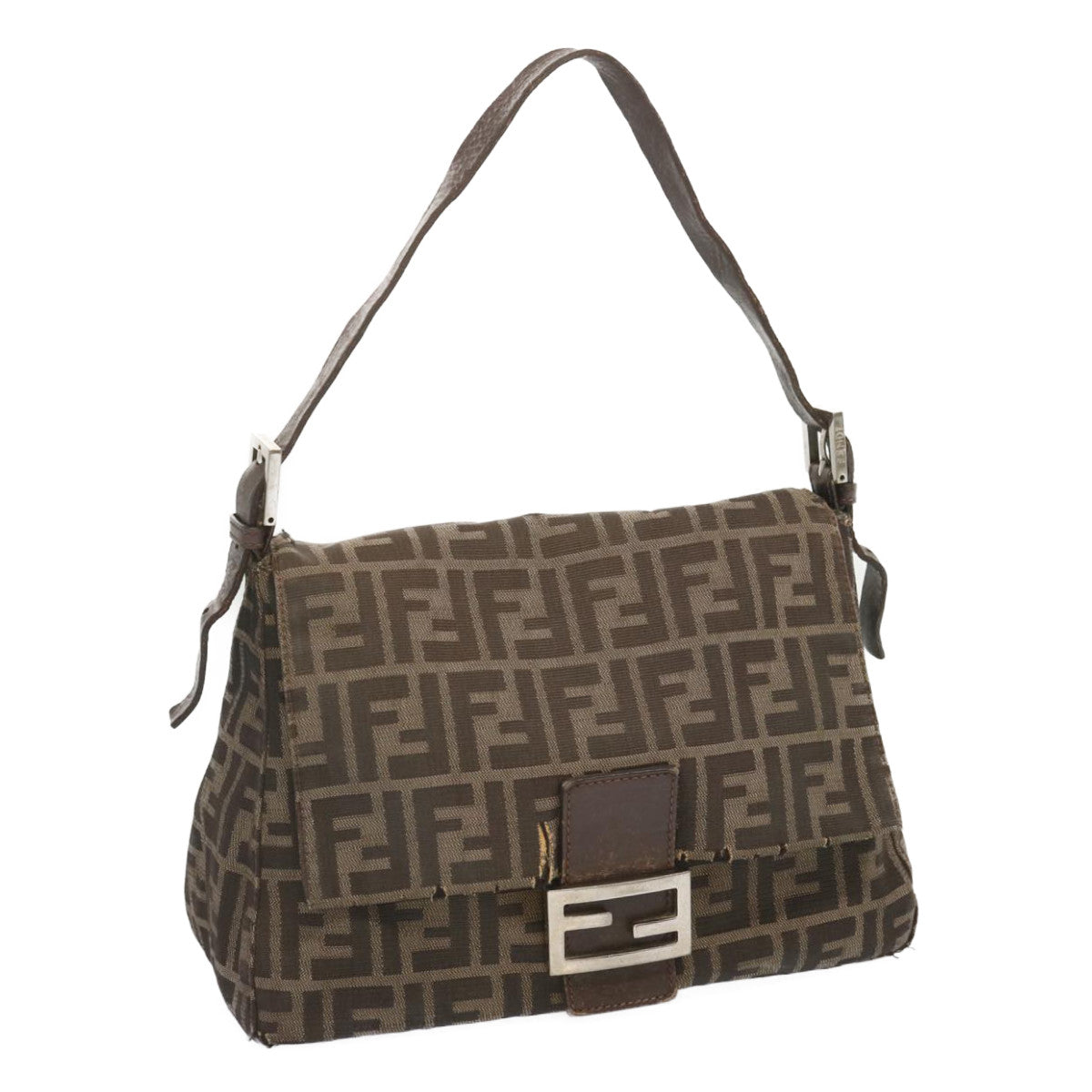 Luxury FendiZucca Canvas Mamma Baguette Shoulder Bag Black Brownyk10917