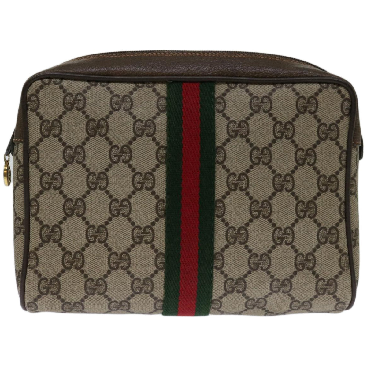 GUCCI GG Supreme Web Sherry Line Clutch Bag PVC Beige 84 01 012  10926