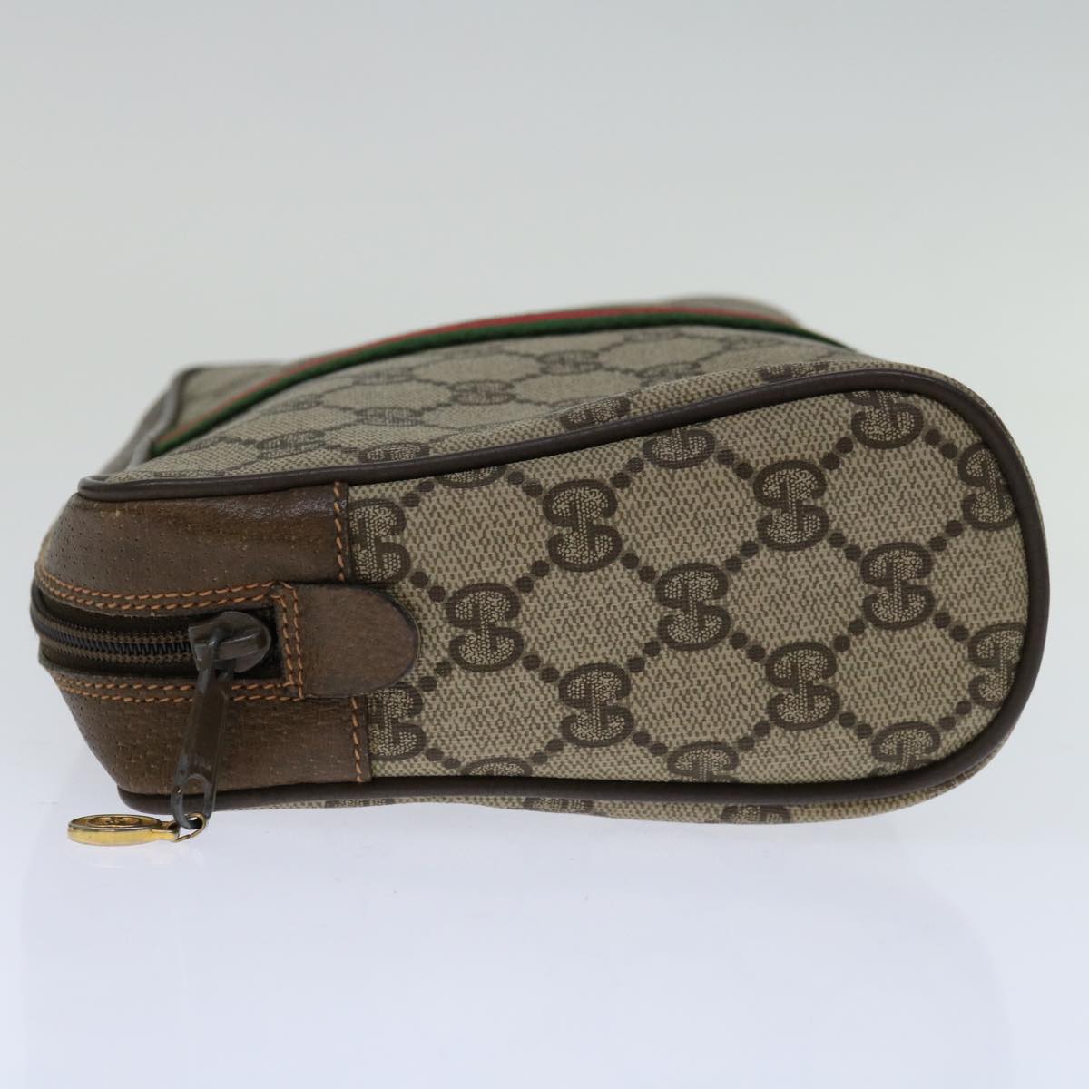 GUCCI GG Supreme Web Sherry Line Clutch Bag PVC Beige 84 01 012  10926