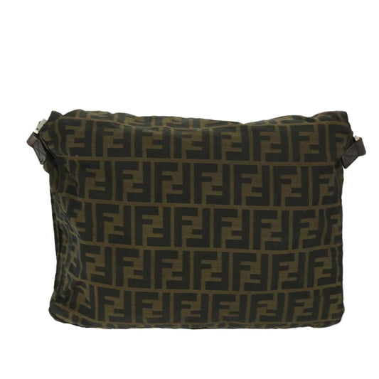 Luxury FendiZucca Canvas Shoulder Bag Black Brownyk10938