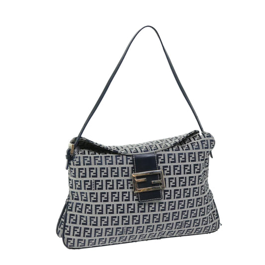 Luxury FendiZucchino Canvas Mamma Baguette Shoulder Bag Navyyk11046