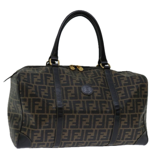 Luxury FendiZucca Canvas Boston Bag Brown Blackyk11110