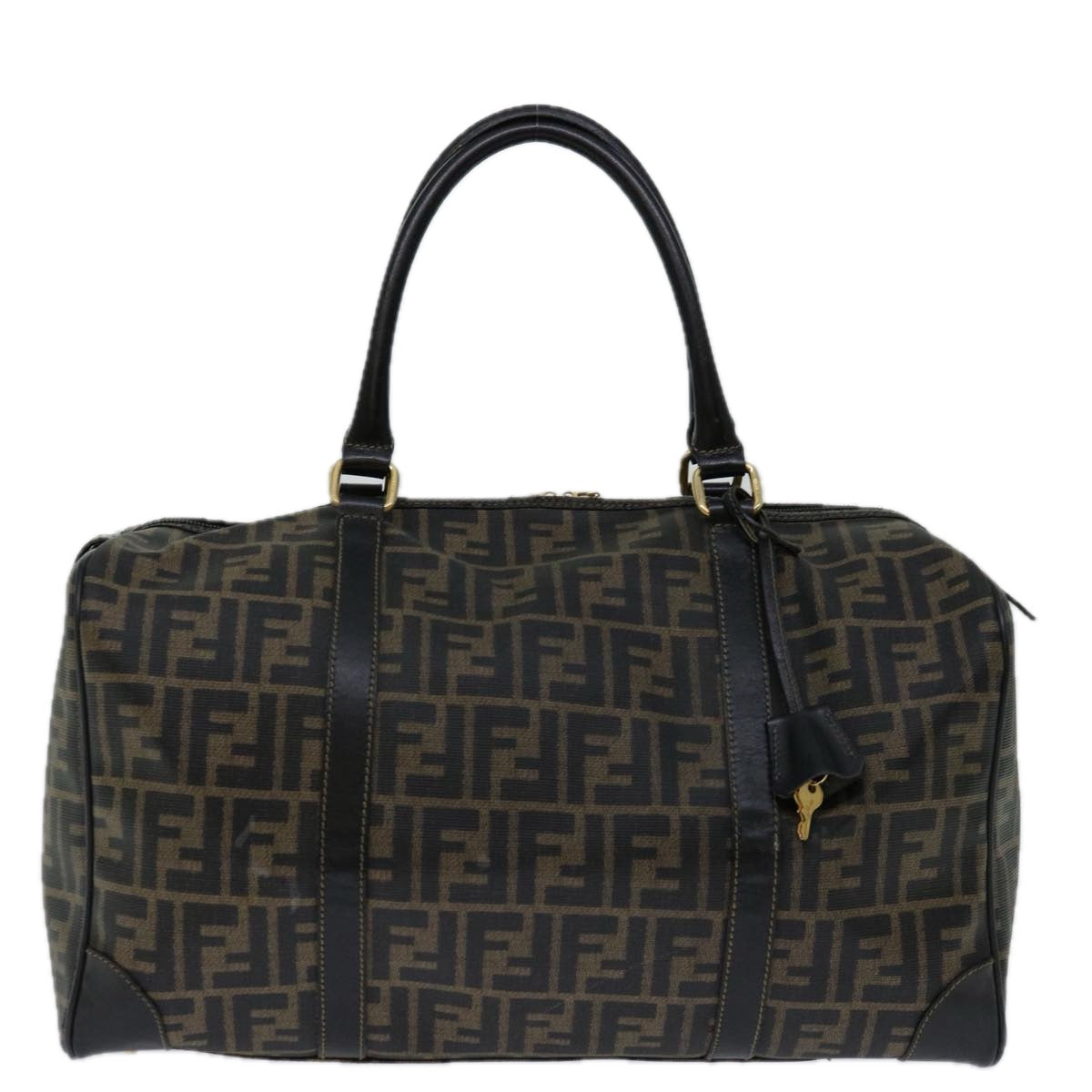 Luxury FendiZucca Canvas Boston Bag Brown Blackyk11110