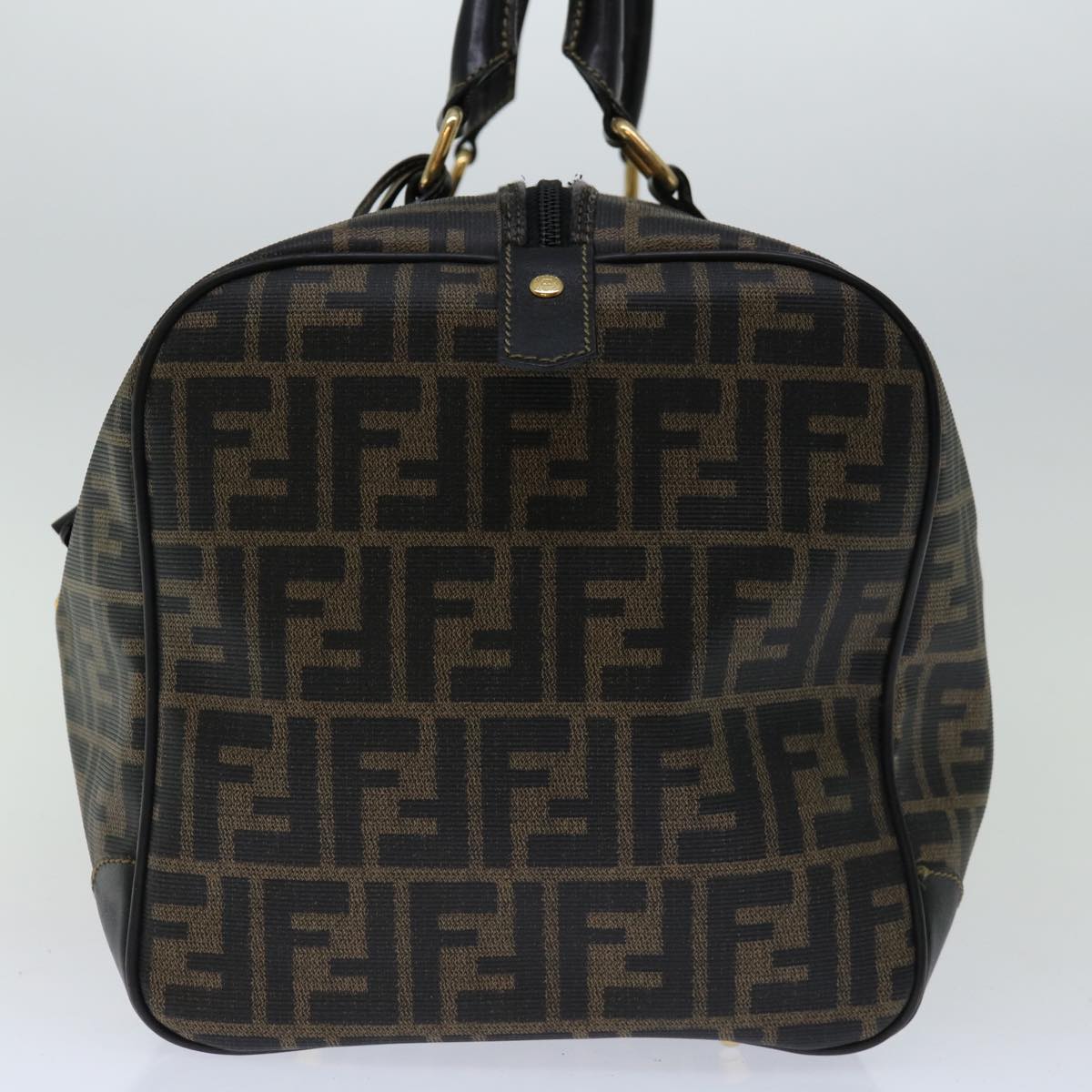 Luxury FendiZucca Canvas Boston Bag Brown Blackyk11110