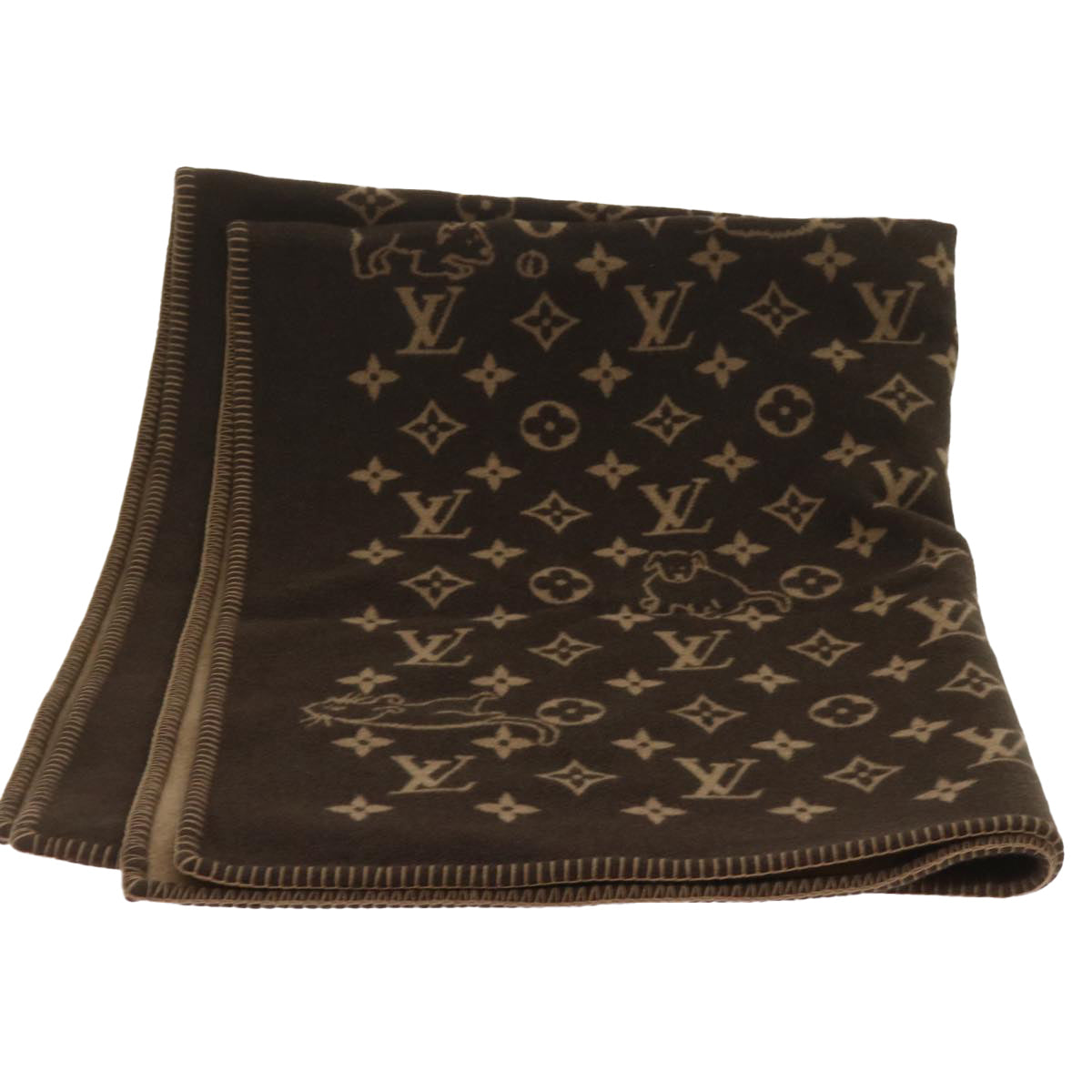 LOUIS VUITTON Catgram Blanket Couverture Wool Cashmere MP2259 LV yk11225A