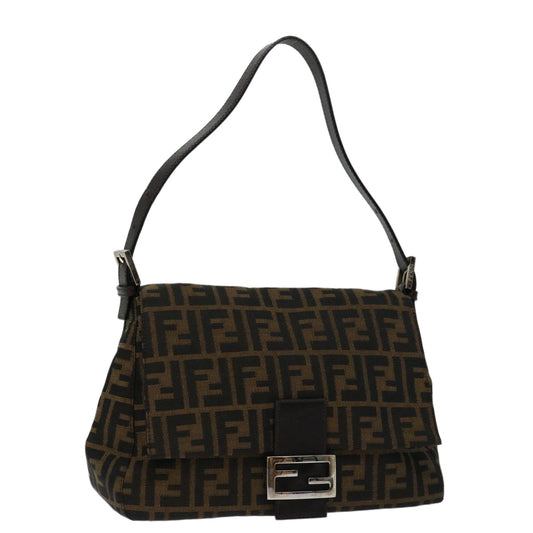 Luxury FendiZucca Canvas Mamma Baguette Shoulder Bag Black Brownyk11309