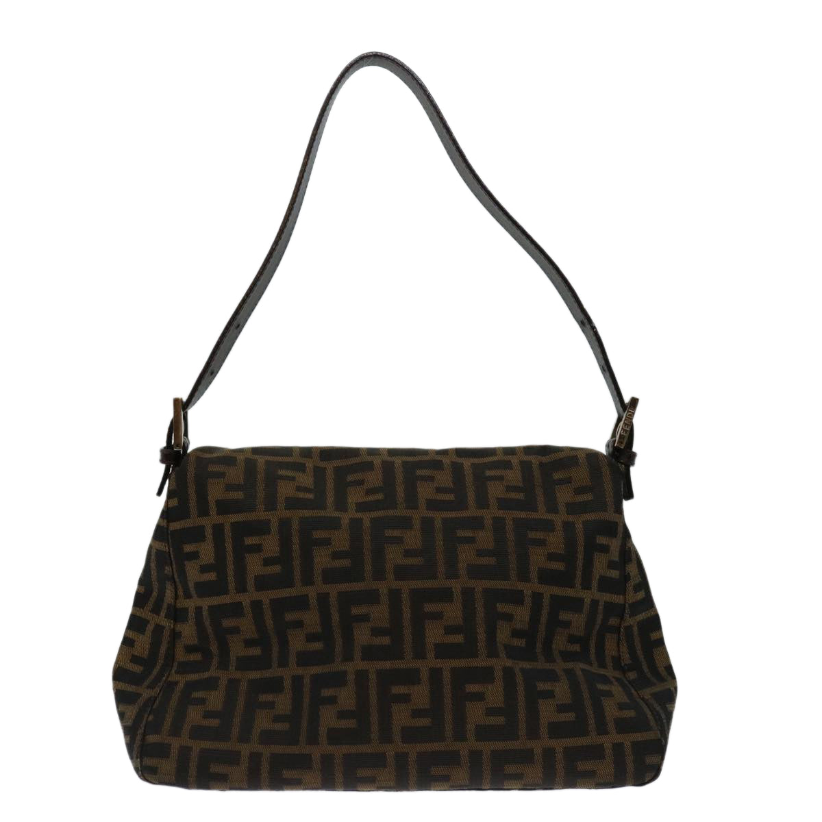 Luxury FendiZucca Canvas Mamma Baguette Shoulder Bag Black Brownyk11309
