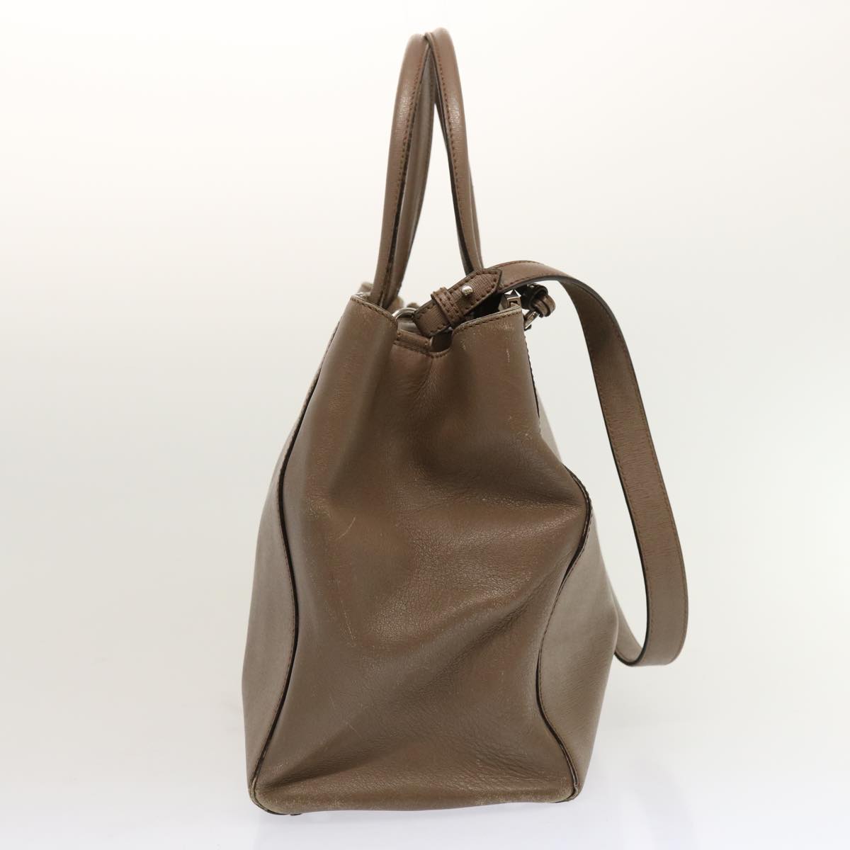 Luxury FendiHand Bag Leather 2way Gray Beigeyk11379