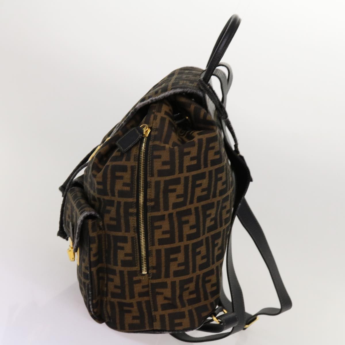 Luxury FendiZucca Canvas Backpack Brown Blackyk11410