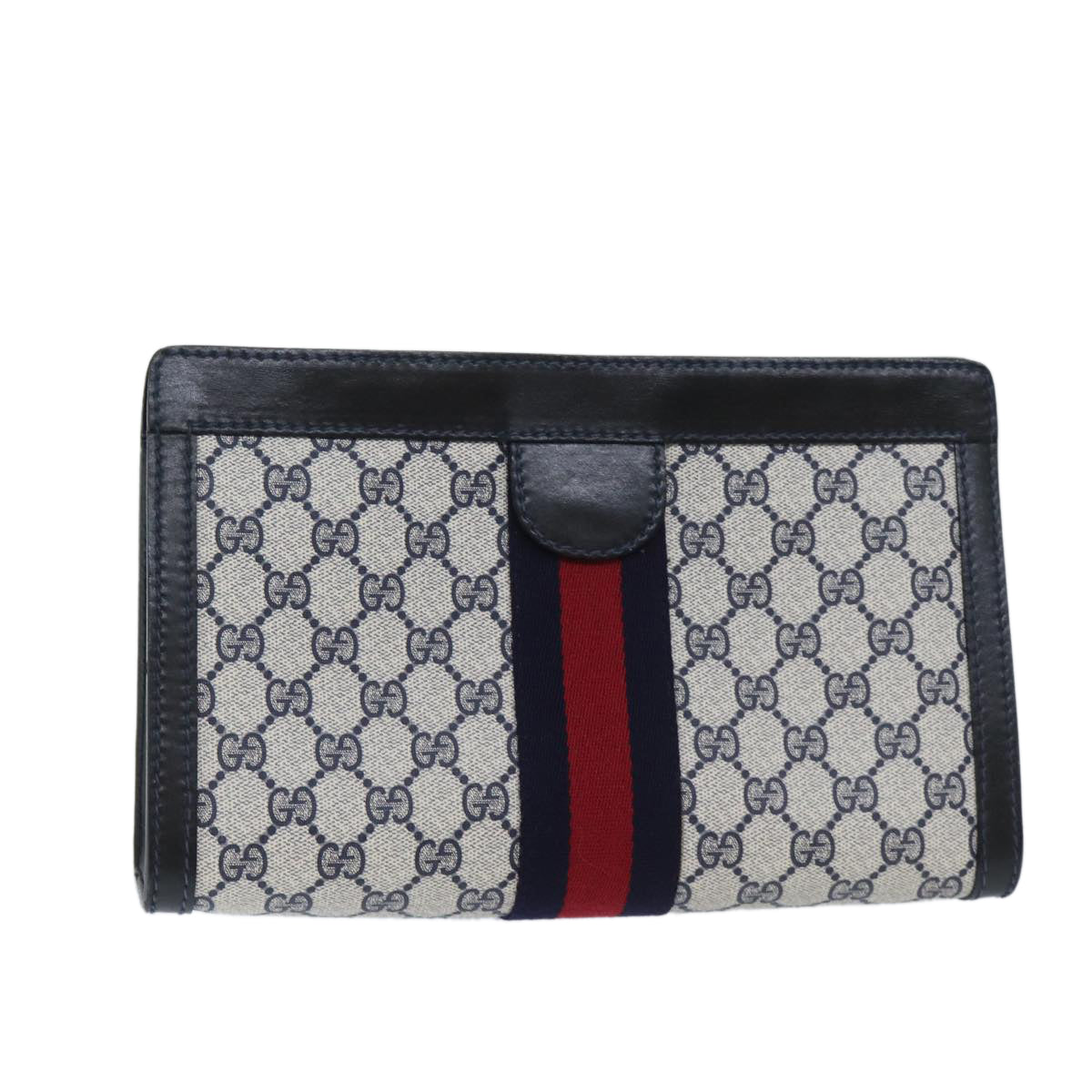 Luxury Gucci Trending 2025 GG Supreme Sherry Line Clutch Bag PVC Navy Red 010 378  11431