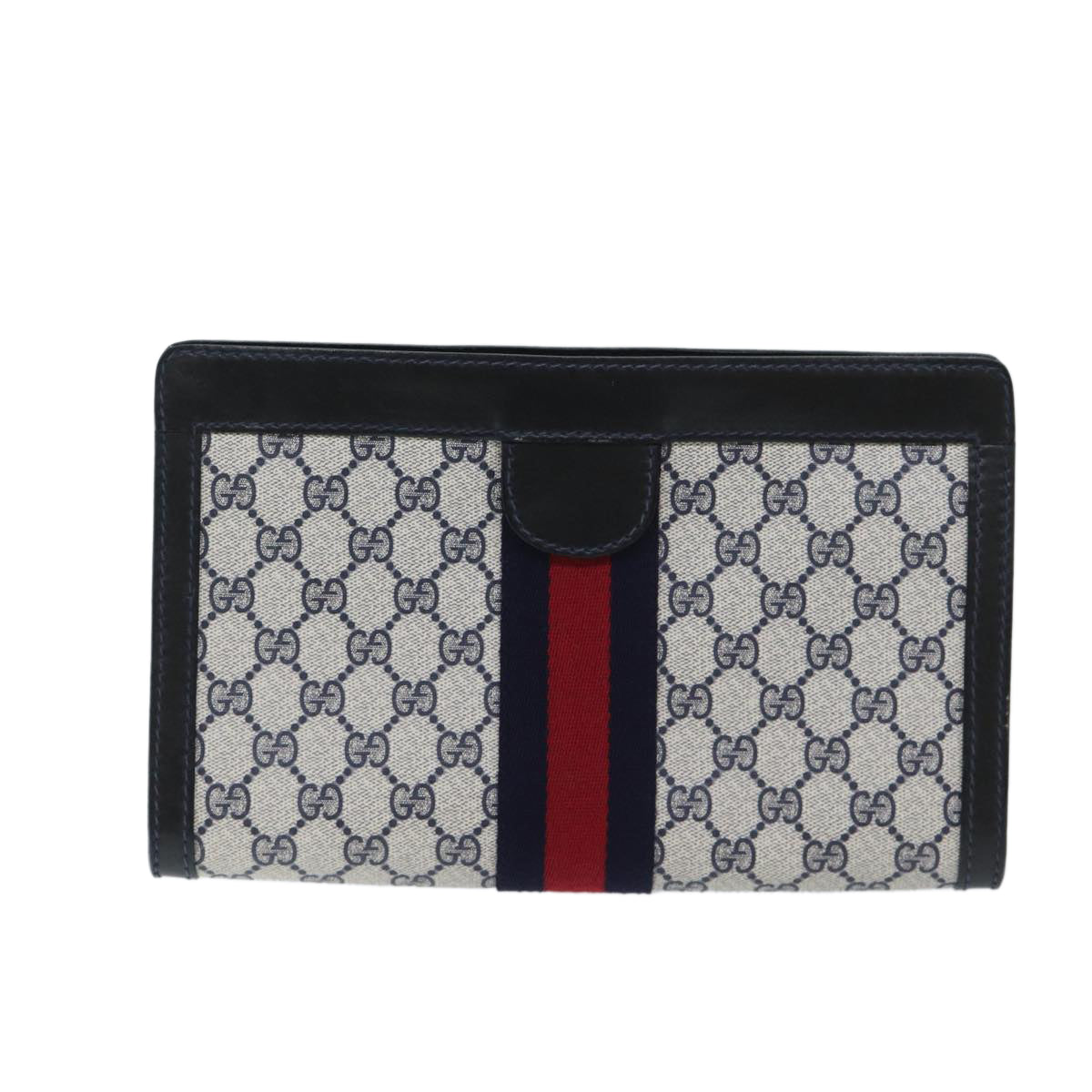Luxury Gucci Trending 2025 GG Supreme Sherry Line Clutch Bag PVC Navy Red 010 378  11431