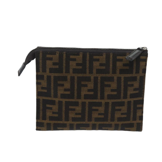 Luxury FendiZucca Canvas Pouch Brown Blackyk11460