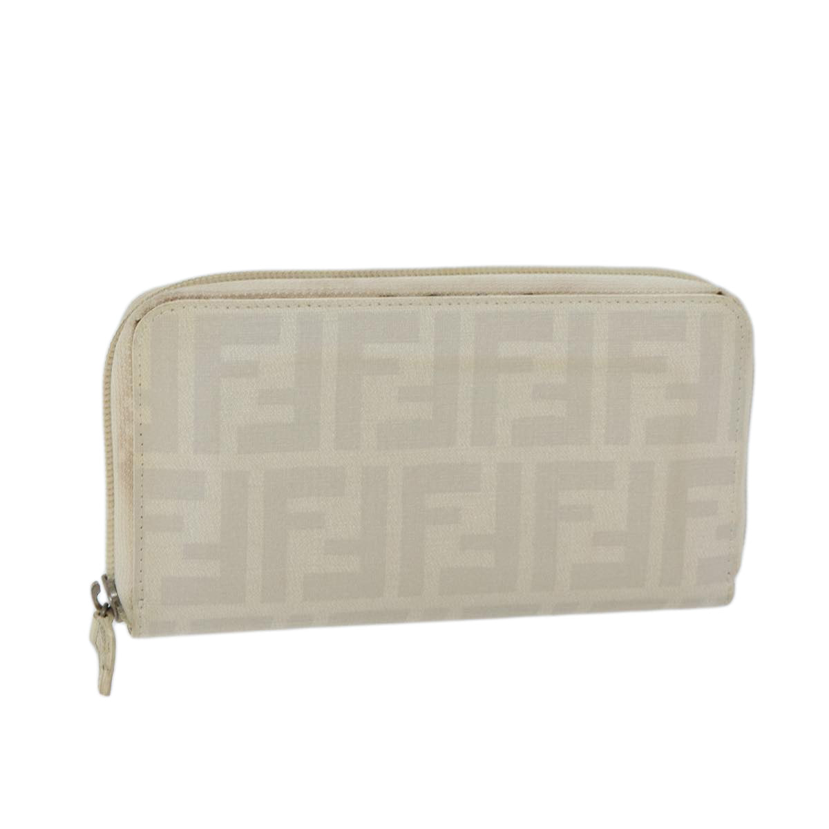 Luxury FendiZucca Canvas Long Wallet Whiteyk11469