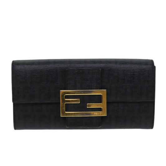Luxury FendiZucchino Canvas Long Wallet Blackyk11478