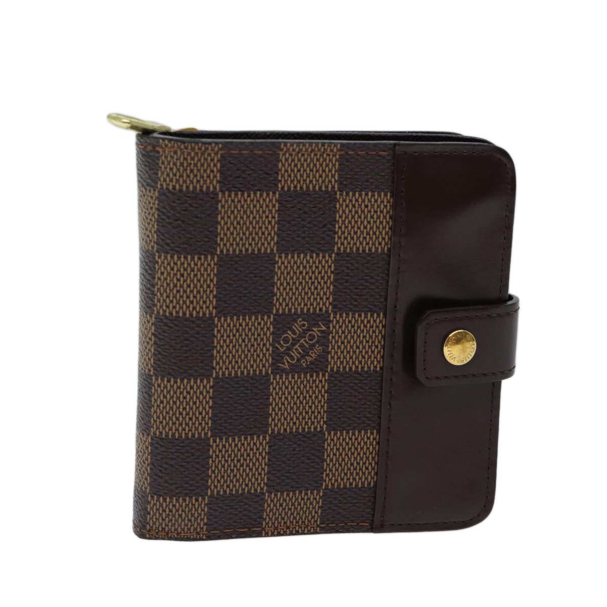 LOUIS VUITTON Damier Ebene Compact Zip Wallet N61668 LV yk11484