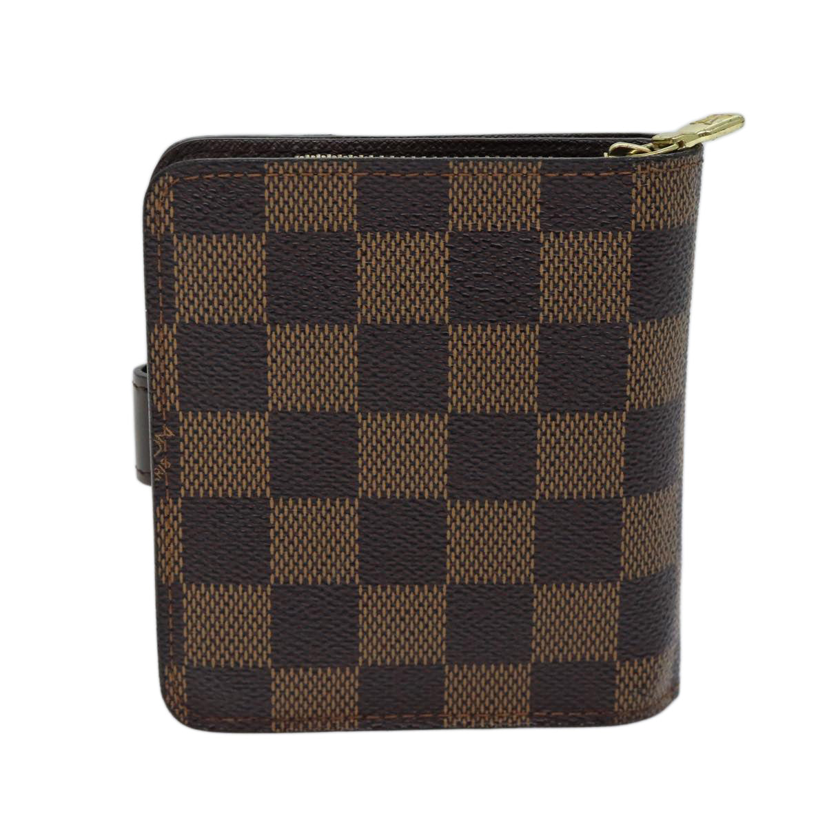 LOUIS VUITTON Damier Ebene Compact Zip Wallet N61668 LV yk11484