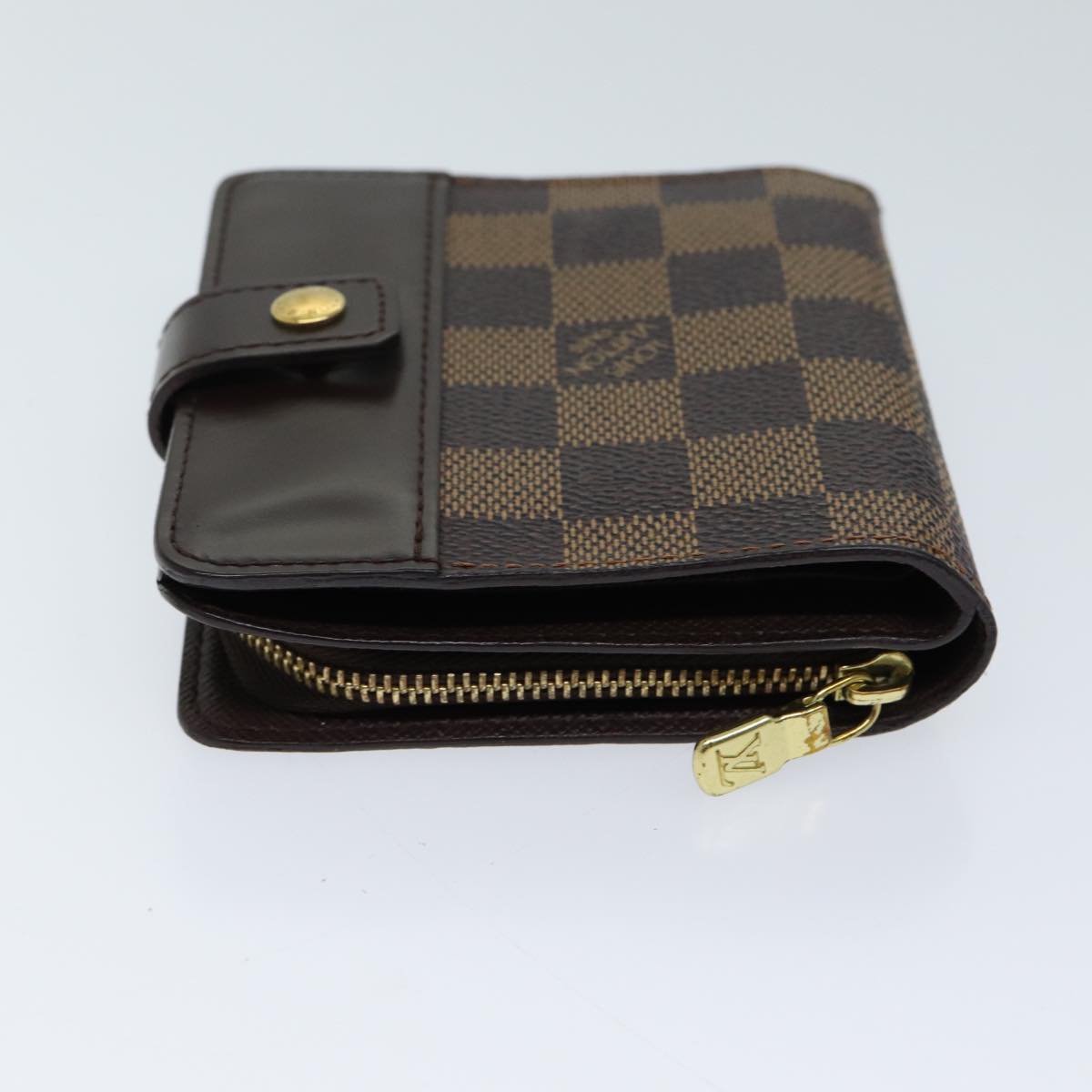 LOUIS VUITTON Damier Ebene Compact Zip Wallet N61668 LV yk11484