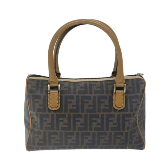 Luxury FendiZucca Canvas Boston Bag Brown Blackyk11516