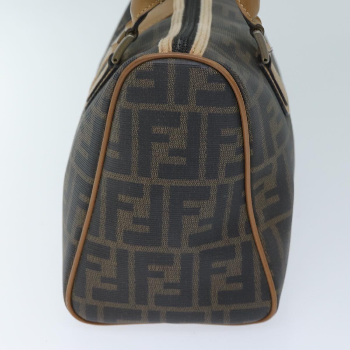 Luxury FendiZucca Canvas Boston Bag Brown Blackyk11516