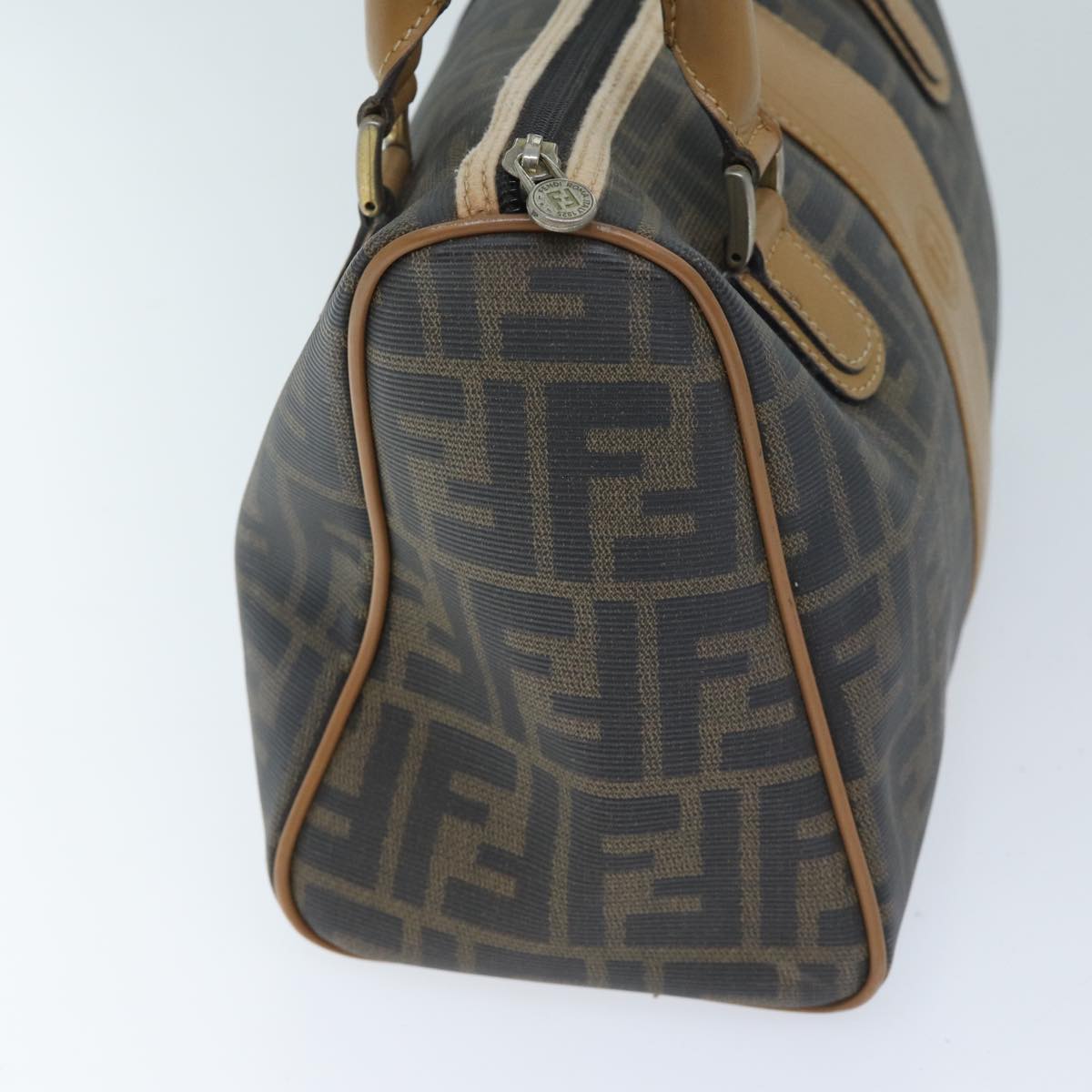 Luxury FendiZucca Canvas Boston Bag Brown Blackyk11516