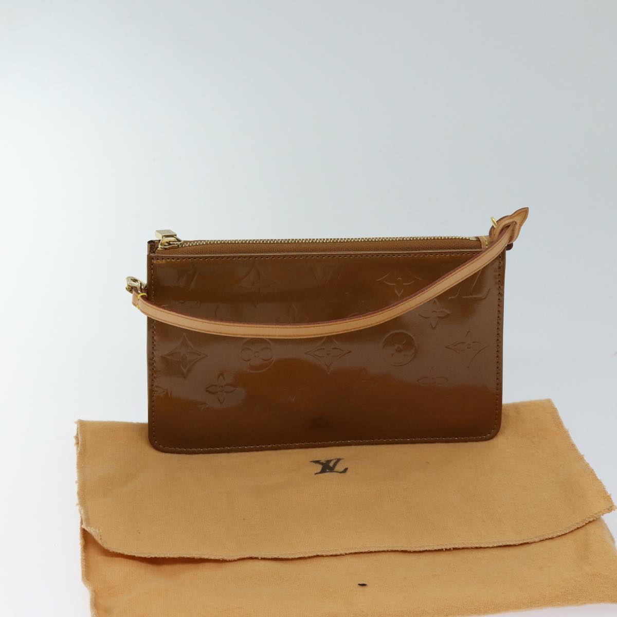 LOUIS VUITTON Monogram Vernis Lexington Pouch Bronze M91133 LV yk11556