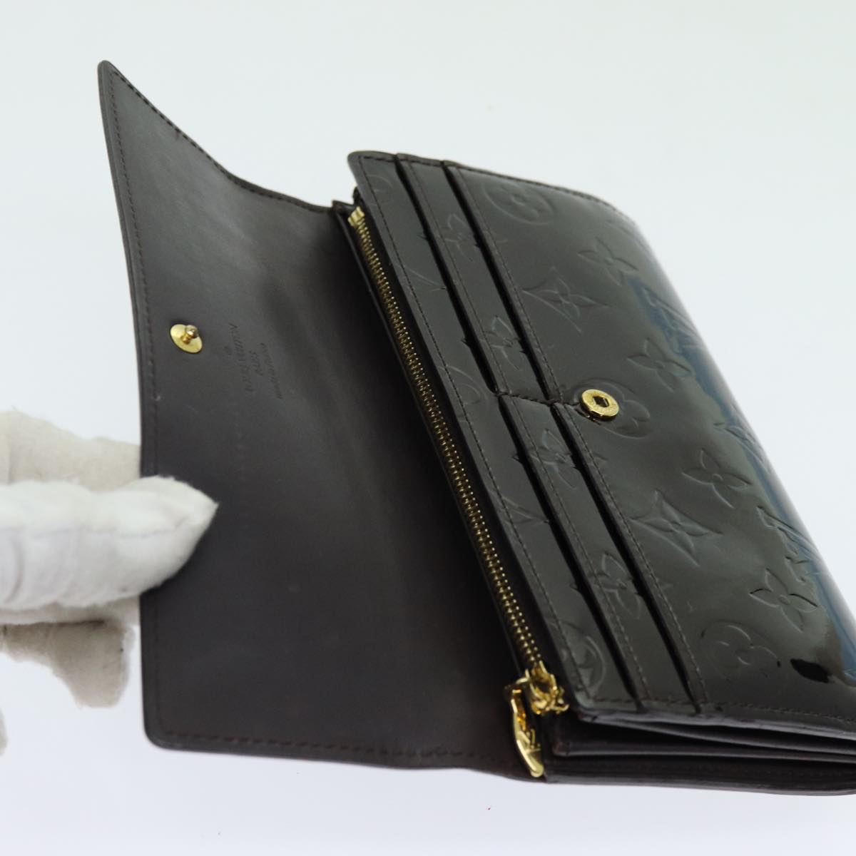 LOUIS VUITTON Vernis Portefeuille Sarah Long Wallet Amarante M93524 yk11573