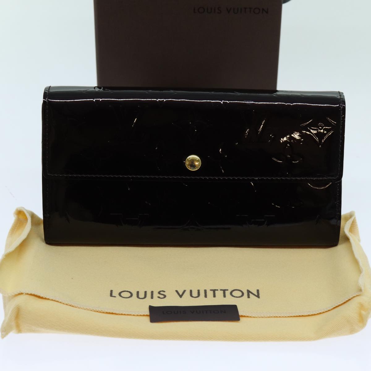LOUIS VUITTON Vernis Portefeuille Sarah Long Wallet Amarante M93524 yk11573