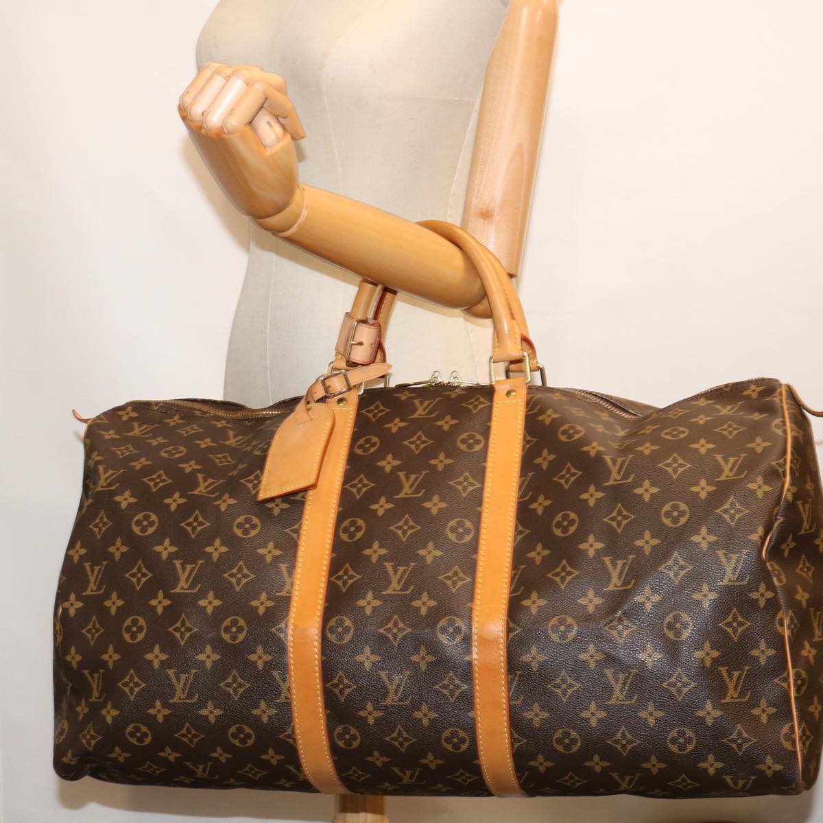 LOUIS VUITTON Monogram Keepall 55 Boston Bag M41424 LV yk11575