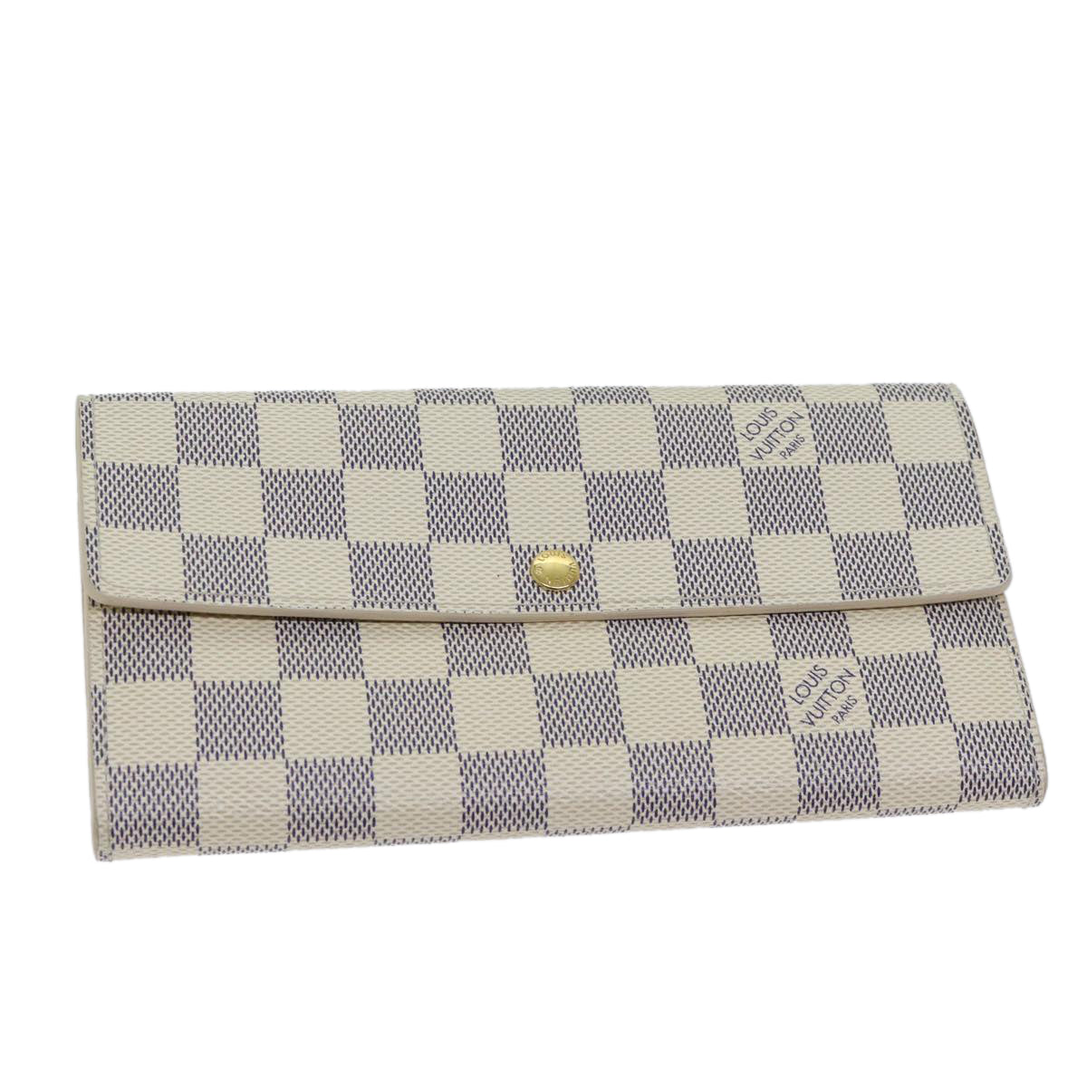 LOUIS VUITTON Damier Azur Portefeuille Sarah Long Wallet N63208 LV yk11622