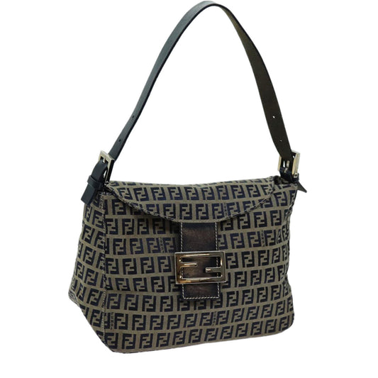 Luxury FendiZucchino Canvas Mamma Baguette Shoulder Bag Navyyk11630