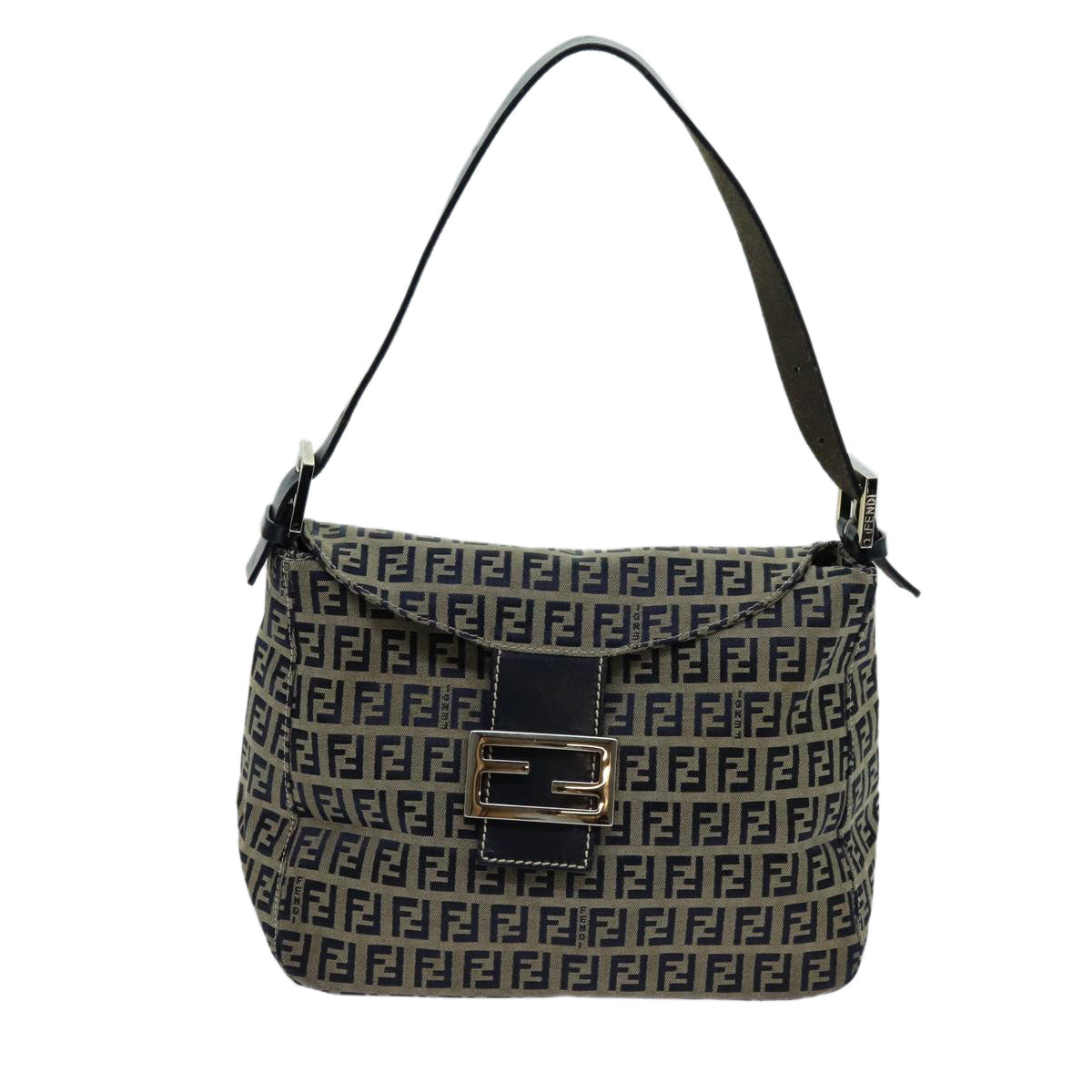Luxury FendiZucchino Canvas Mamma Baguette Shoulder Bag Navyyk11630