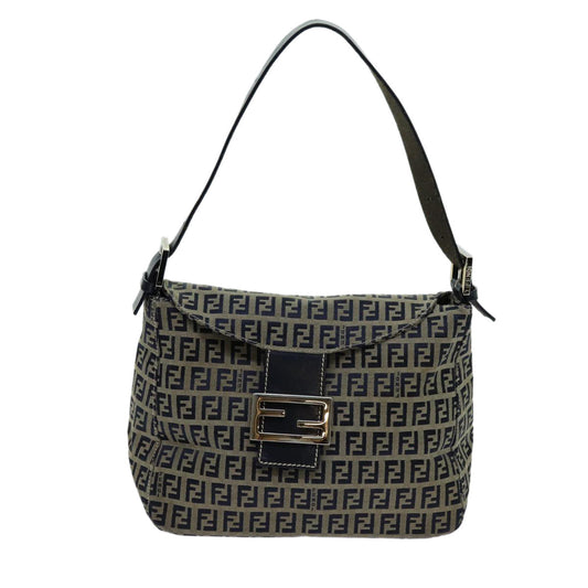 Luxury FendiZucchino Canvas Mamma Baguette Shoulder Bag Navyyk11630