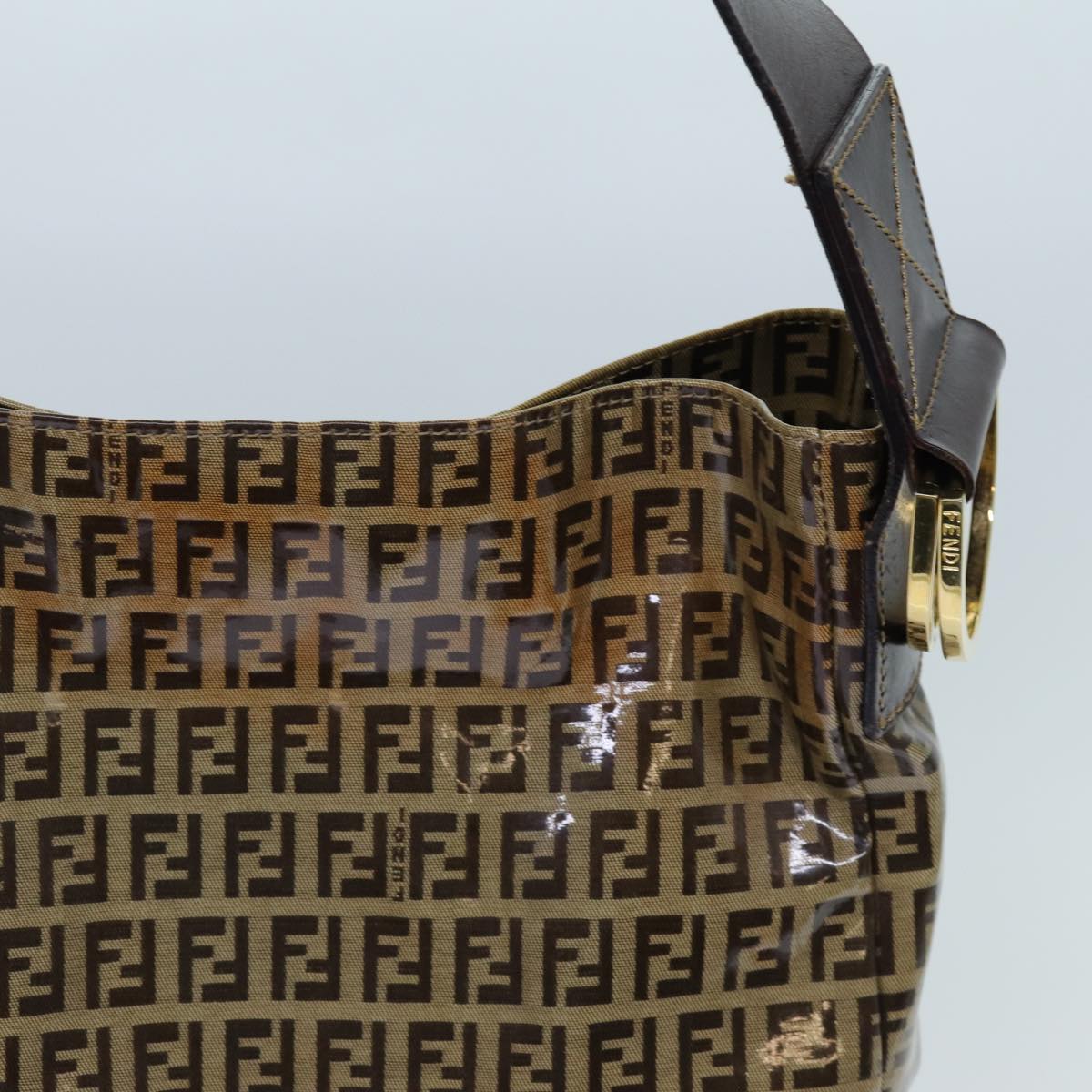 Luxury FendiZucchino Canvas Shoulder Bag Beigeyk11646