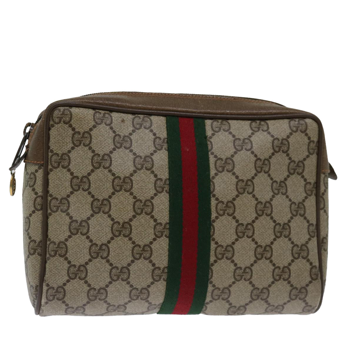 Luxury Gucci Trending 2025 GG Supreme Web Sherry Line Clutch Bag PVC Beige Red 89 01 012  11755