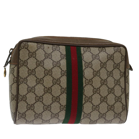 Luxury Gucci Trending 2025 GG Supreme Web Sherry Line Clutch Bag PVC Beige Red 89 01 012  11755