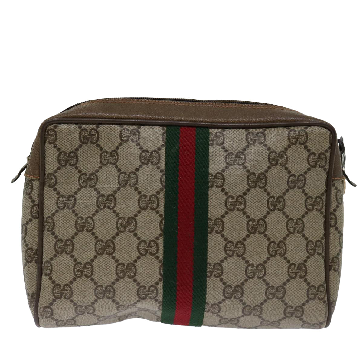 Luxury Gucci Trending 2025 GG Supreme Web Sherry Line Clutch Bag PVC Beige Red 89 01 012  11755